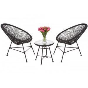 Cafégrupp Fiji bord + 2 stolar - Svart - Utematgrupper