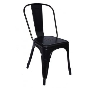 4 st Plåtstol Industry - Svart borstat stål - Metallstolar
