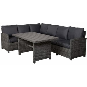 Torekov loungegrupp vänster - Grå konstrotting + Möbelpolish - Utematgrupper