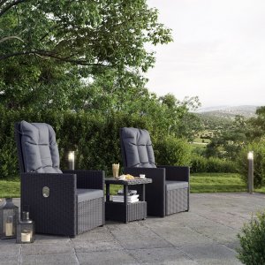 Utemöbelgrupp Furuborg - Svart konstrotting - Loungegrupper