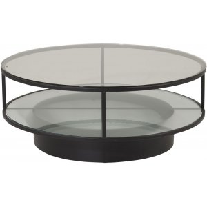 Kävsta soffbord Ø100 cm - Svart/glas - Glasbord