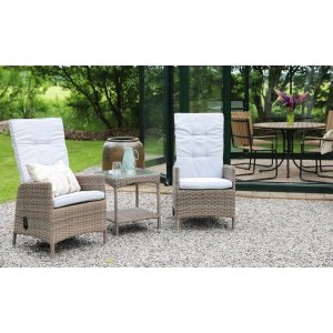 Knutsberg fåtöljset ställbara fåtöljer & bord - Ljusbrun konstrotting + Möbelpolish - Loungegrupper