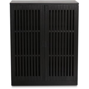 Level skåp med dörrar i ribbor - Svart - Skåp -Skåp - Hyllor & Förvaring