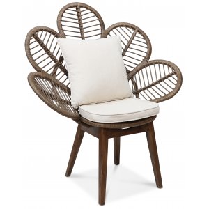 Peacock loungefåtölj med dyna - Brun + Skyddande sprayvax - Korgstolar & fåtöljer i rotting