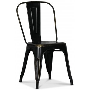 4 st Plåtstol Industry Ingo i plåt - Borstad Svart / Mässing - Metallstolar