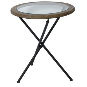 Runt lampbord Ø45 cm - Svart/Glas - Sidobord & lampbord