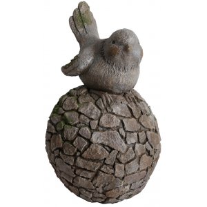 Trädgårdskonst fågel på klot i sten - H44 cm - Utemöbler -Utemöbler - Trädgårdskonst
