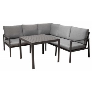 Trenton loungegrupp - Ljusgrå + Möbelvårdskit för textilier - Loungegrupper