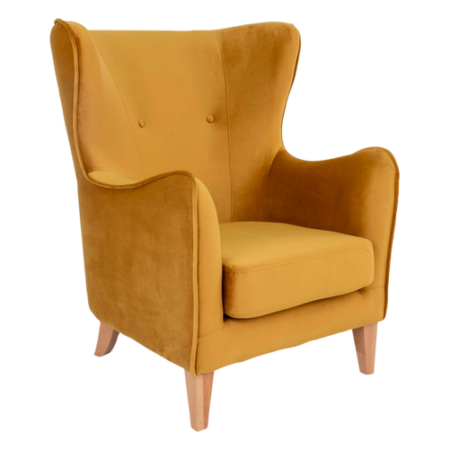 Bild på Fåtölj Campo. Sammetstyg med ben i natur. - House Nordic