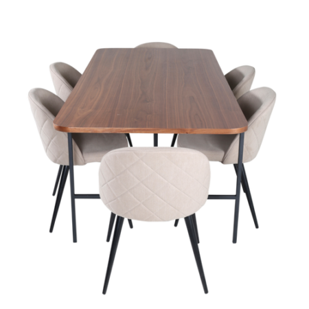 Bild på Matgrupp Uno med 6 st matstolar Velvet Stitches - Venture Home