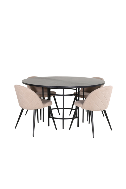 hom_1669913-01_Fs Bild på Matgrupp Copenhagen med 4 st matstolar Velvet Stitches - Venture Home