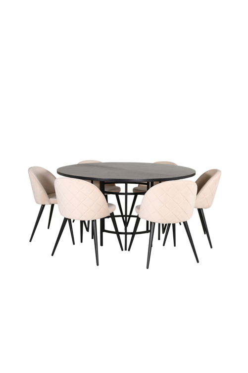 hom_1669918-01_Fs Bild på Matgrupp Copenhagen med 6 st matstolar Velvet Stitches - Venture Home