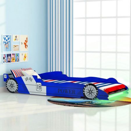 Bild på vidaXL LED Barnsäng racerbil 90x200 cm blå