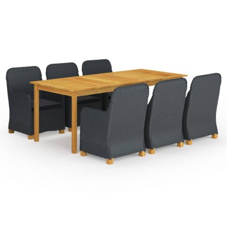 Bild på vidaXL Matgrupp för trädgården 7 delar mörkgrå