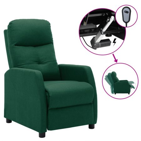 Bild på vidaXL Elektrisk reclinerfåtölj mörkgrön tyg