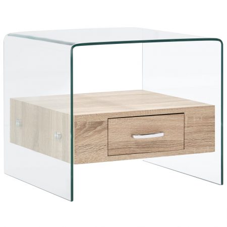 Bild på vidaXL Soffbord med låda 50x50x45 cm härdat glas