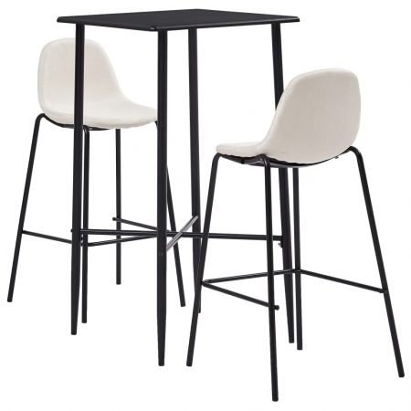 Bild på vidaXL Bargrupp 3 delar tyg gräddvit