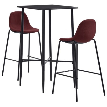 Bild på vidaXL Bargrupp 3 delar tyg vinröd