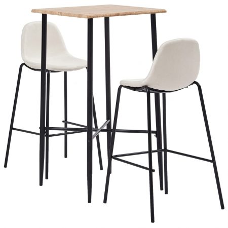 Bild på vidaXL Bargrupp 3 delar tyg gräddvit