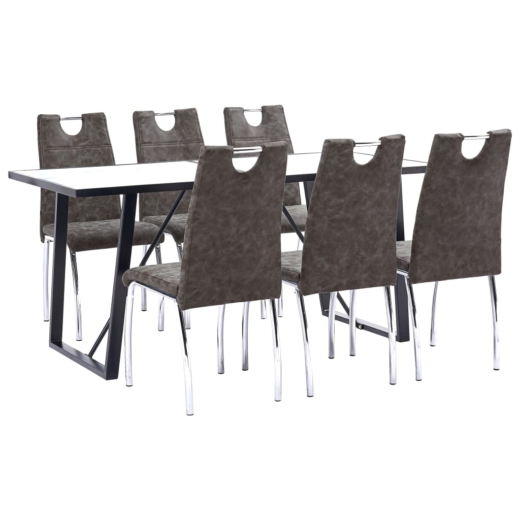 8719883841229_a_en_hd_1 Bild på vidaXL Matgrupp 7 delar brun konstläder