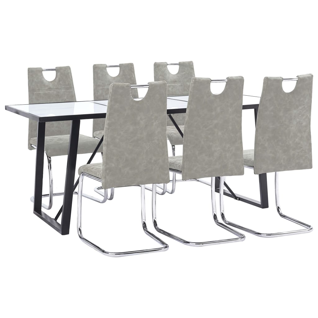 8719883841823_a_en_hd_1 Bild på vidaXL Matgrupp 7 delar ljusgrå konstläder