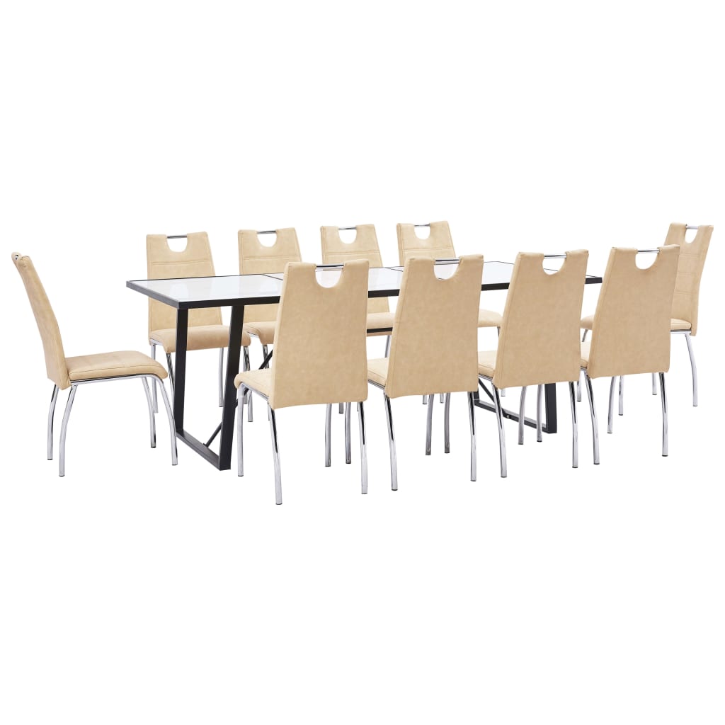 8719883842189_a_en_hd_1 Bild på vidaXL Matgrupp 11 delar gräddvit konstläder