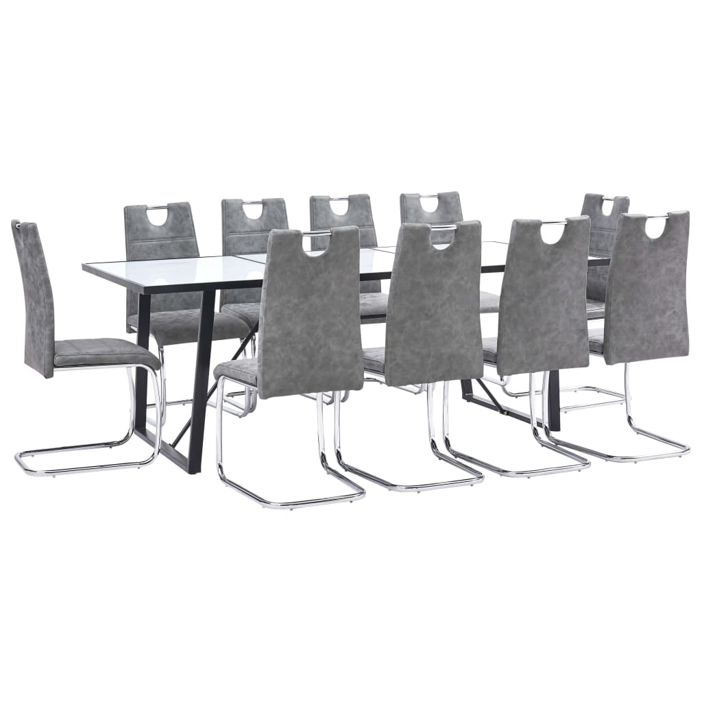 8719883842240_a_en_hd_1 Bild på vidaXL Matgrupp 11 delar grå konstläder