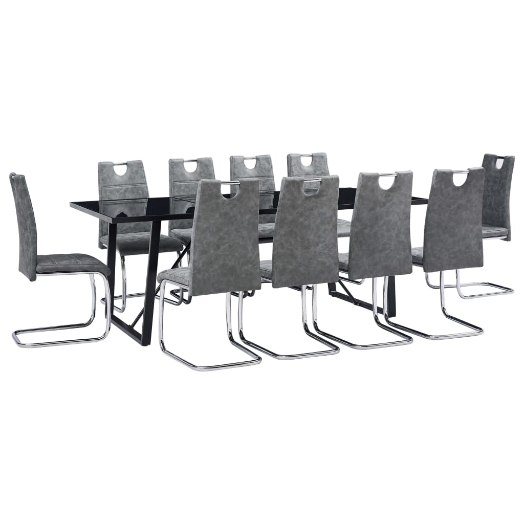 8719883844008_a_en_hd_1 Bild på vidaXL Matgrupp 11 delar grå konstläder