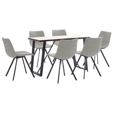 Bild på vidaXL Matgrupp 7 delar ljusgrå konstläder