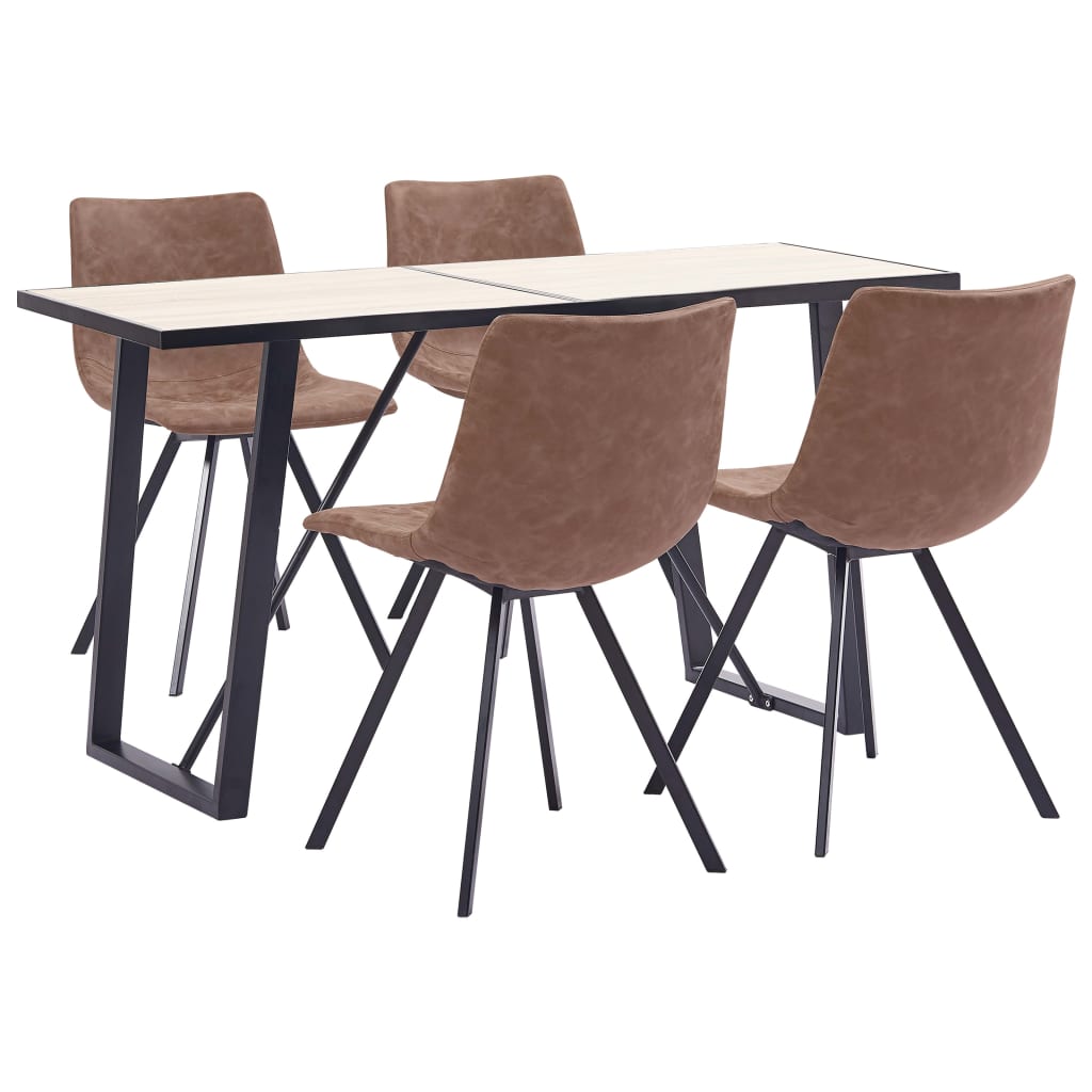 8719883845036_a_en_hd_1 Bild på vidaXL Matgrupp 5 delar mellanbrun konstläder