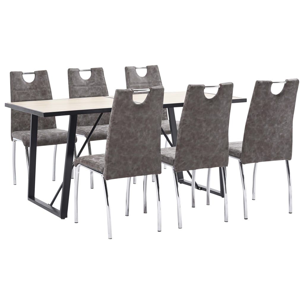 8719883845180_a_en_hd_1 Bild på vidaXL Matgrupp 7 delar brun konstläder