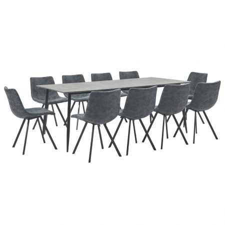 Bild på vidaXL Matgrupp 11 delar svart konstläder