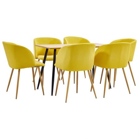 Bild på vidaXL Matgrupp 7 delar tyg gul