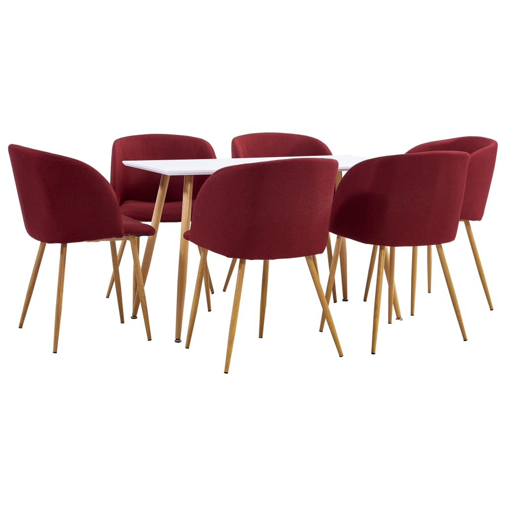 8719883971834_a_en_hd_1 Bild på vidaXL Matgrupp 7 delar tyg vinröd