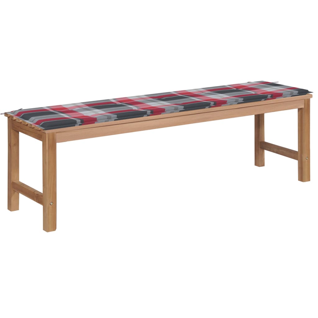 8720286267752_a_en_hd_1 Bild på vidaXL Trädgårdsbänk med rödrutig dyna 150 cm massiv teak