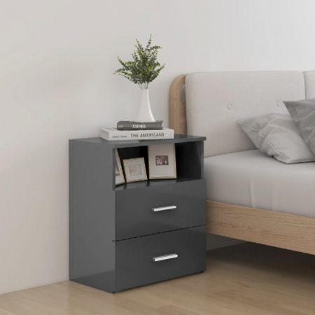 Bild på vidaXL Sängbord grå högglans 50x32x60 cm