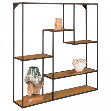 Bild på Vägghylla Vita. 5 hyllplan av ek med svart ram - House Nordic