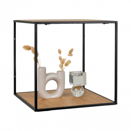 Bild på Vägghylla Vita. Två hyllplan av ek med svart ram - House Nordic