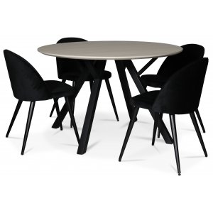 Ankara matgrupp runt matbord + 4 st svarta Alice stolar -Bord - Matgrupper