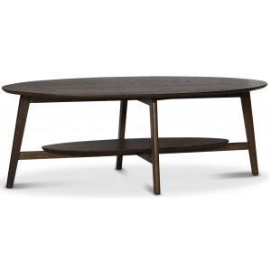 Bridge ovalt soffbord med hylla 140 cm - Valnötsimitation - Soffbord i trä