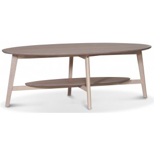 Bridge ovalt soffbord med hylla 140 cm - Whitewash - Soffbord i trä