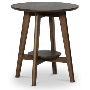 Bridge runt sidobord med hylla Ø50 cm - Valnöt - Sidobord & lampbord