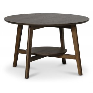 Bridge runt soffbord med hylla Ø80 cm - Valnöt - Soffbord i trä