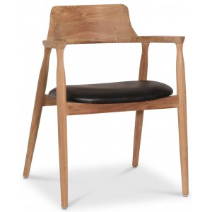 2 st Caraca karmstol i teak - Svart PU - Karmstolar