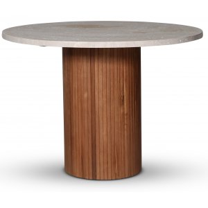 Decibel runt matbord Ø105 cm - Valnöt / Travertin - Ovala & Runda bord