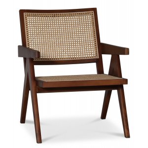 Milo fåtölj med rotting - Rotting / Brun + Möbelpolish - Skinnfåtöljer