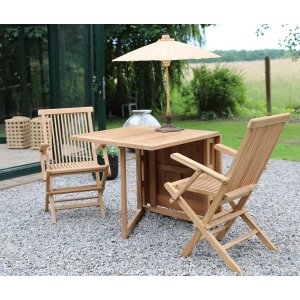 Saltö utematgrupp klaffbord med 2 st karmstolar - Teak - Utematgrupper