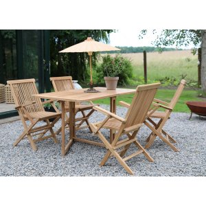 Saltö utematgrupp klaffbord med 4 st karmstolar - Teak - Utematgrupper