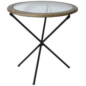 Runt lampbord Ø59 cm - Svart/Glas - Sidobord & lampbord