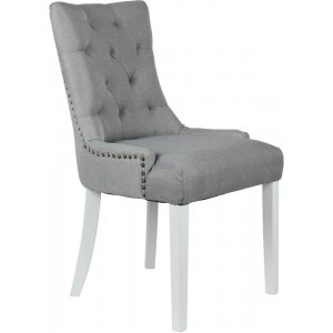 2 st Tuva stol grått tyg - Vita ben - Klädda & stoppade stolar